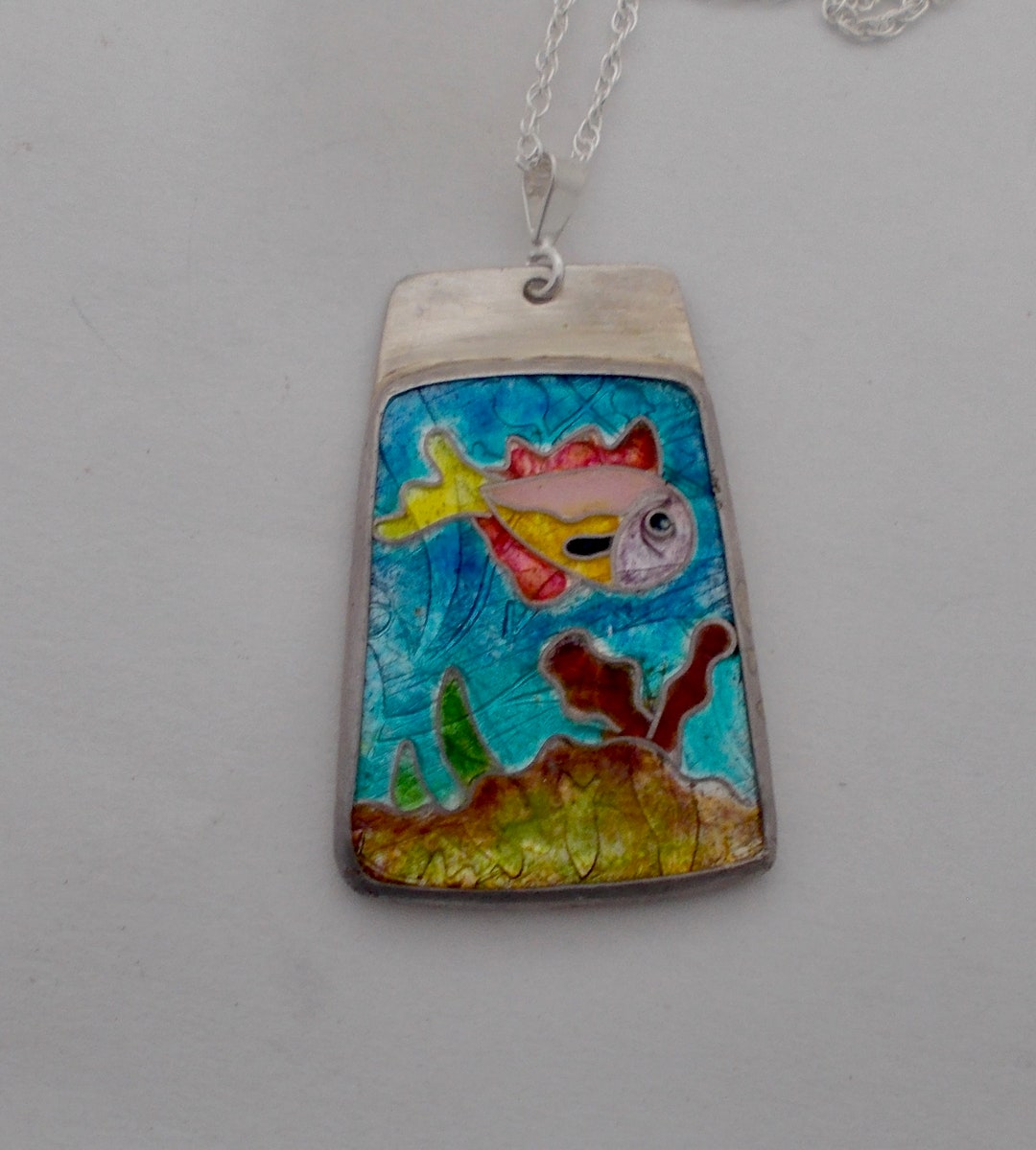 Closonne Enamel Jewelry Reef Fish Pendant Necklace. - Etsy