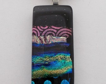 Dichroic glass jewelry . Dichroic necklace pendant.