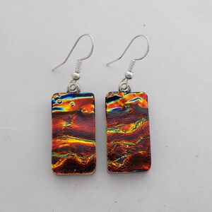 Dichroic earrings. Dichroic jewelry. drop earrings.