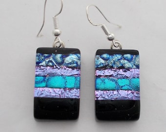 Dichroic glass .Dangle earrings. Drop earrings