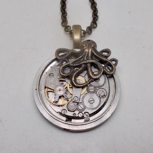 Steampunk pendant. Steampunk  necklace . Steampunk  octopus.