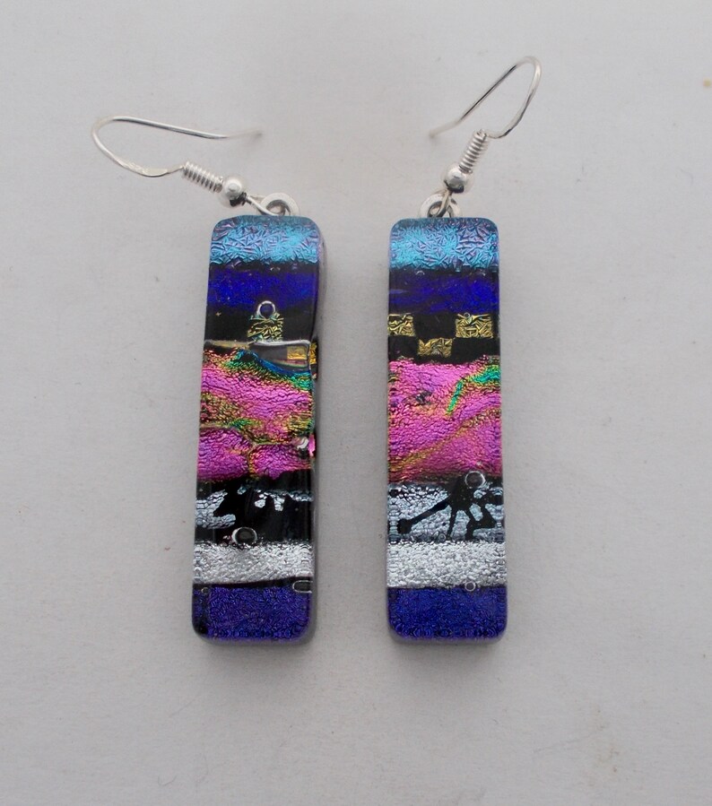 Dichroic glass earring. Drop earrings. image 1