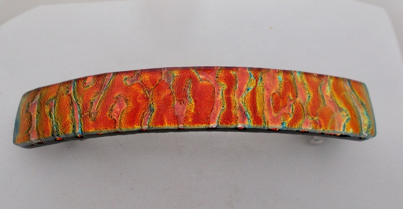 Large Dichroic glass hair barrette. Dichroic barrette. Hair barrette. image 1