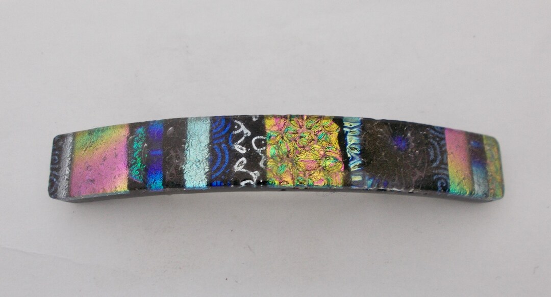4 Colorful Hair Clips Set handmade fused dichroic glass hair barrettes. Fused Dichroic Glass Barrette Set: Handmade Hair Clips - Etsy main image 2