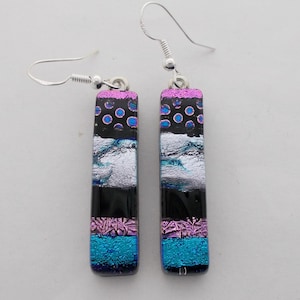 Dichroic glass earrings.  Dangle Earrings. Dichroic earrings