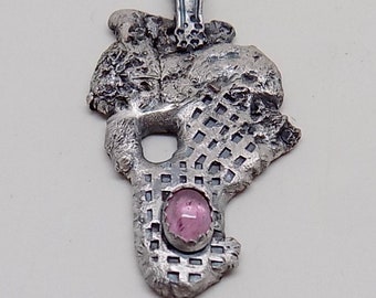 Sterling silver pendant with tourmaline  gemstone..Tourmaline pendant. Silver pendant