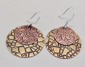 Steampunk mixed Metal jewelry earrings. Steampunk jewelry.