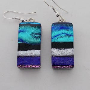 Dichroic glass earrings.  Dangle earrings.