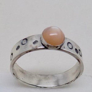 Hammered Sterling Silver Moonstone Ring - Size 10