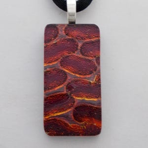 Dichroic Glass Pendant: Fused Black & Clear Glass with Satin Cord