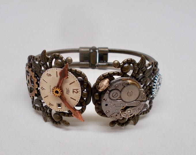 Steampunk cuff . Steampunk bracelet. Steampunk jewelry.