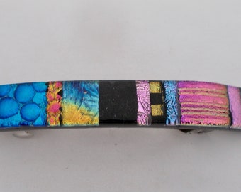 Medium dichroic barrette. Dichroic glass barrette. Hair barrette.