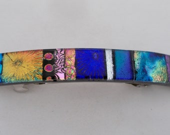 Medium Dichroic glass hair barrette.