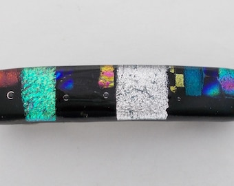 Small Pink Rainbow Barrette Fused Dichroic Glass Genuine  display picture 2