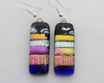 Dichroic glass earrings.Dangle earrings.