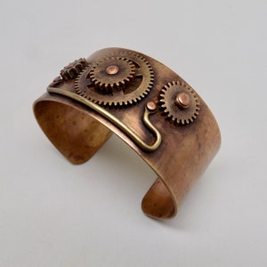Steampunk Cuff Bracelet: Brass Clockwork Gear Jewelry