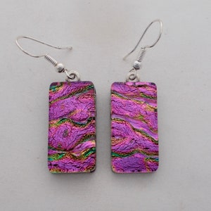 Dichroic glass earrings . Dangle earrings.Drop earrings.