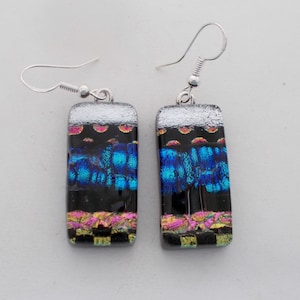Dichroic glass earrings.Drop earrings .Dichroic earrings