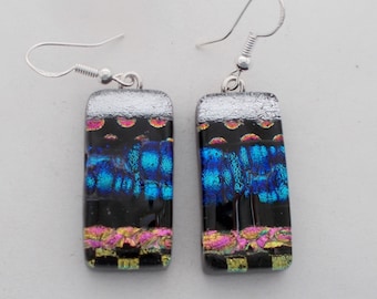 Dichroic glass earrings.Drop earrings .Dichroic earrings