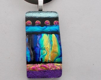 Dichroic glass jewelry . Dichroic necklace pendant.