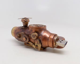 Steampunk Flash Drive 32GB: Patina Copper USB Drive