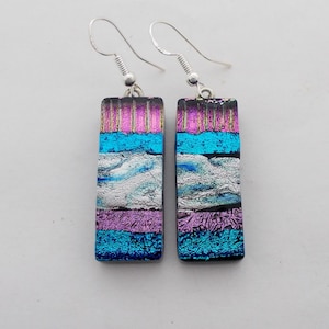 Dichroic glass dangle earrings