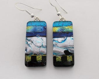 Dichroic glass earrings . Dangle earrings.Drop earrings.