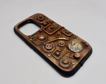 iPhone 14 ,14 pro case, Steampunk phone case, Mobile case.Cell phone case.