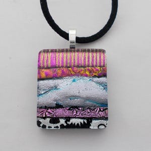 Dichroic glass necklace. Dichroic jewelry. Dichroic pendant.