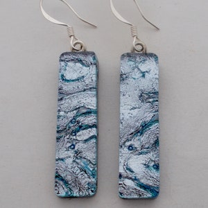 Dichroic glass earrings.Dangly earrings. Dichroic earrings.