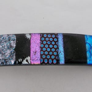 Large Dichroic Glass Hair Barrette: Fused Glass Clip (4 inch)