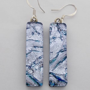 dichroic glass dangle earrings. dangle earrings.