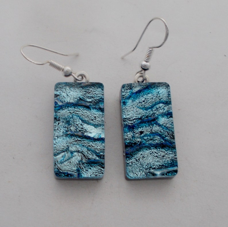 Dichroic glass earrings Dangle earrings.Drop earrings. image 1