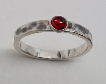 SALE...Gemstone stacking ring. Sterling gemstone ring. Hammered ring.