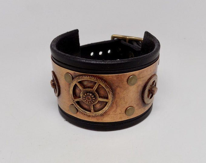 SALE...Cuff bracelet. Steampunk leather cuff.