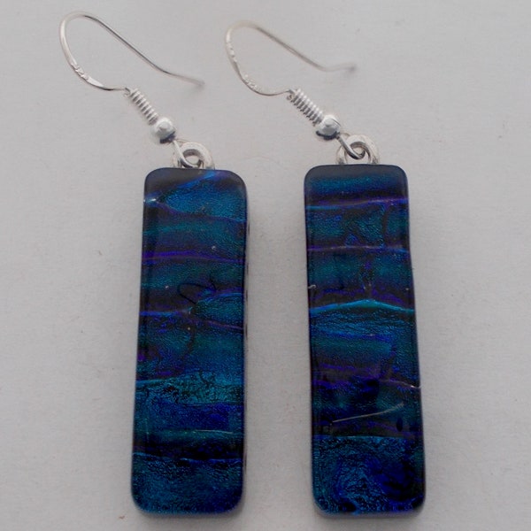 Dichroic glass jewelry . Dangly earrings.glass earrings.