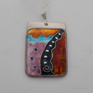 Cloisonne enamel jewelry necklace pendant.