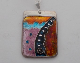 Cloisonne enamel jewelry necklace pendant.