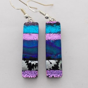 Dichroic glass jewelry . Dangly earrings.glass earrings.