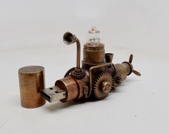 Lecteur Flash. Clé USB Steampunk 64 Go. Clé USB sous-marine.