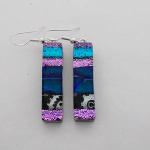 Dichroic dangle earrings .