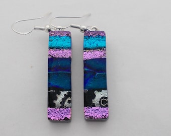 Dichroic dangle earrings .