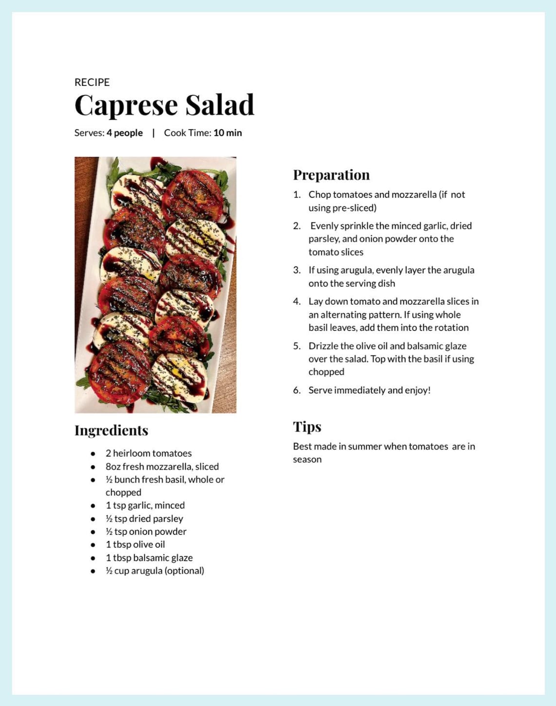 Recipe Guide Sample Editable Recipe Template, Digital, Simple, Compatible With MS Word and ...