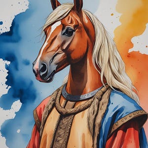 Watercolor Stallion digital print PNG JPG