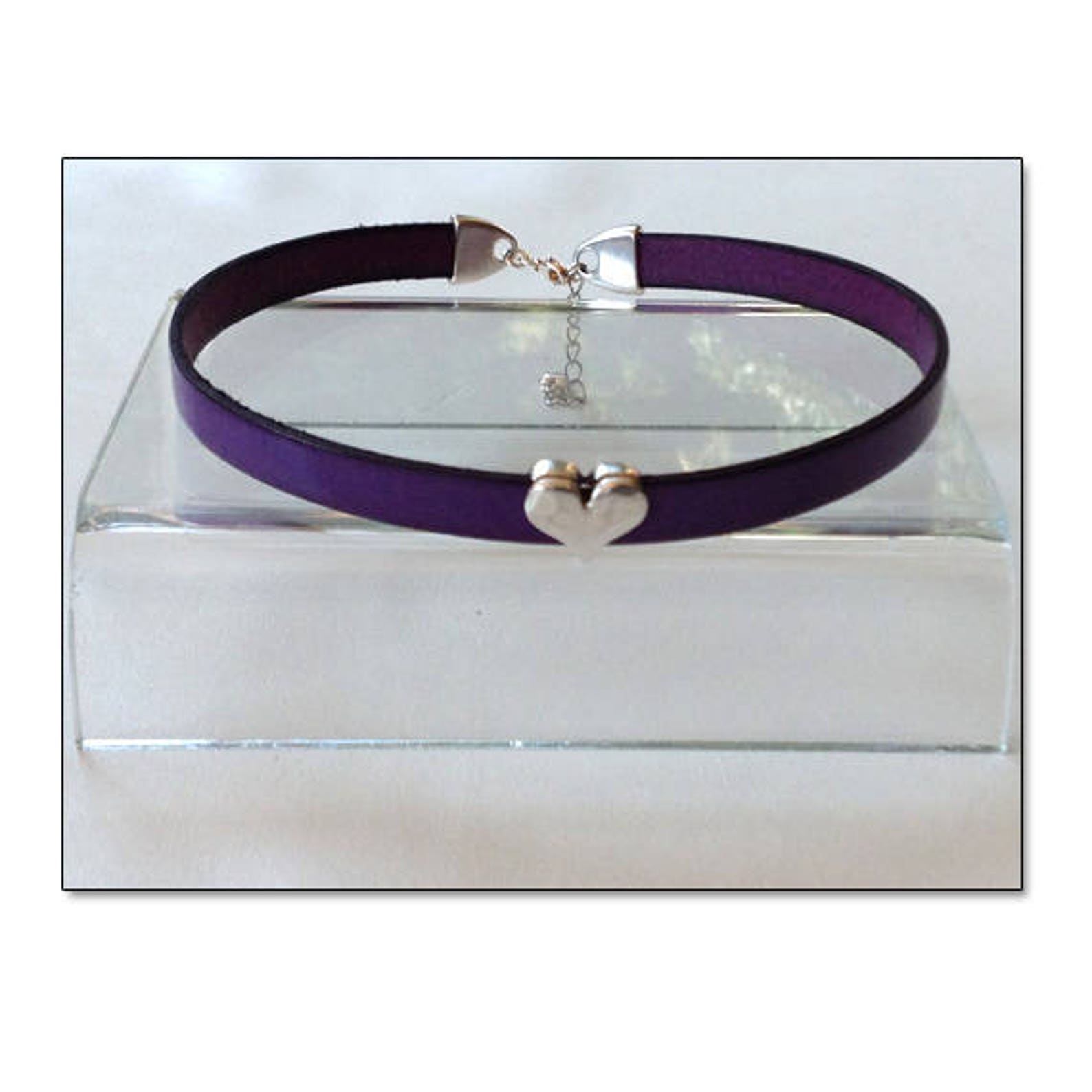 Sweetheart Purple Leather Collar Choker BDSM Collar Submissive Etsy