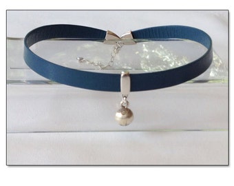 Kitten Sterling Bell Blue Leather Collar Choker BDSM Collar Submissive BDSM Daytime Slave Collar BDSM Jewelry Consideration Collar