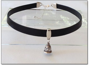 Slave Bell Black Leather Collar Choker BDSM Collar Submissive BDSM Daytime Slave Collar BDSM Jewelry