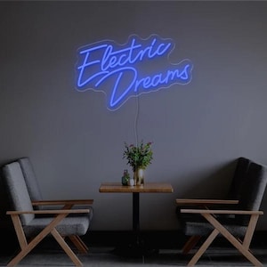 Electric Dreams Neon Sign - Yellow LED Wall Light for Bedroom, Bar, Cafe, Office, Custom Neon Wall Art Decor
