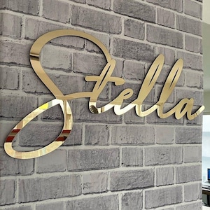 Lobby Sign, Custom Multiple Colors, Laser Cut Logo, Floating Pieces, Company Wall Logo, Reception Sign, Office Wall Decor, Brushed Metal