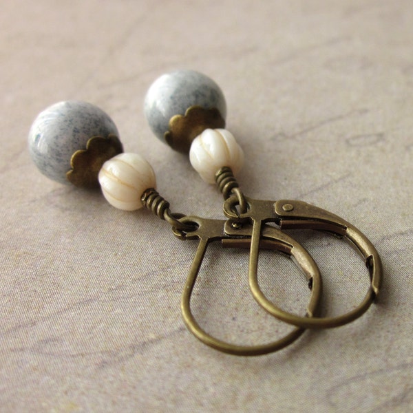 Everyday Drop Earrings in Blue and Cream